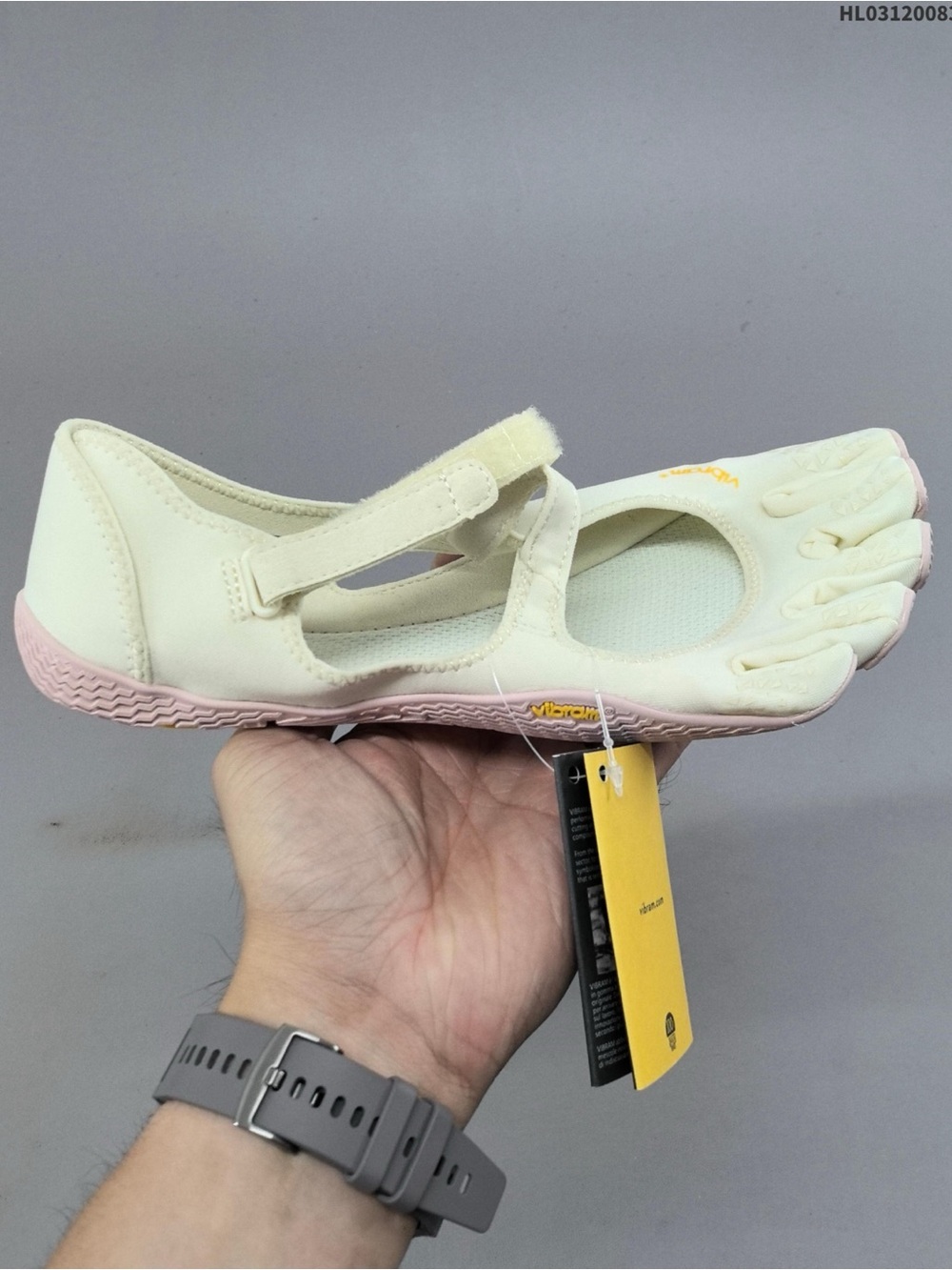 Cream and Pink Five-Toe Mary Jane Women's Athletic Shoe